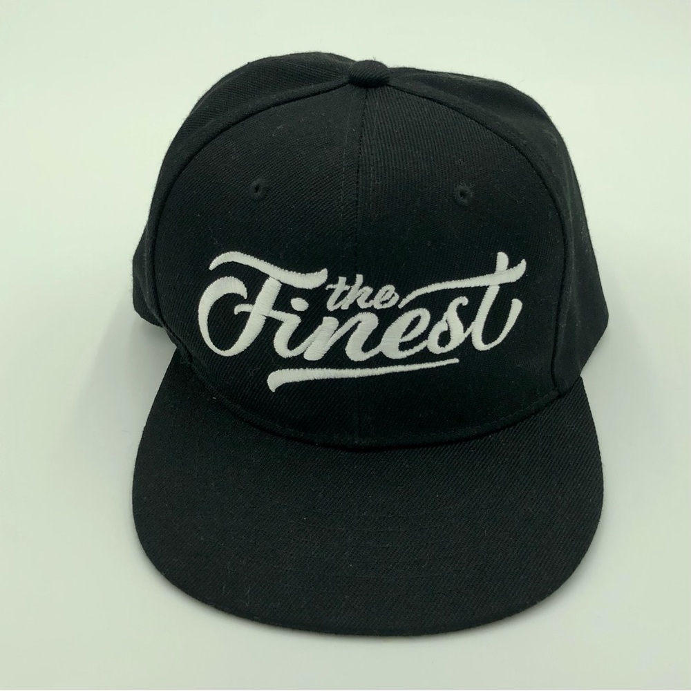 The Finest Black and White Embroidered Snapback Hat OSFM